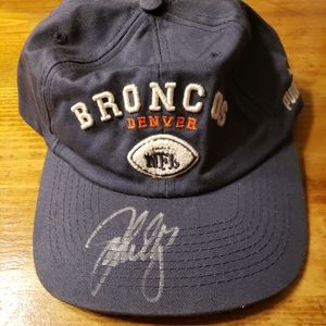 Signed Denver Broncos Hat John Elway Super Bowl Ch